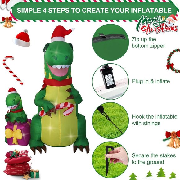 6ft Christmas‎ Inflatable Outdoor Decoration Giant Inflatable Patio Decoration - Picture 3 of 7